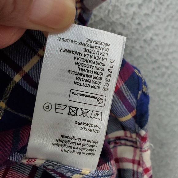L.O.G.G. Long Shirt Womens Size 10 Multi Plaid Long Sleeve Collared Button Down - Picture 8 of 8